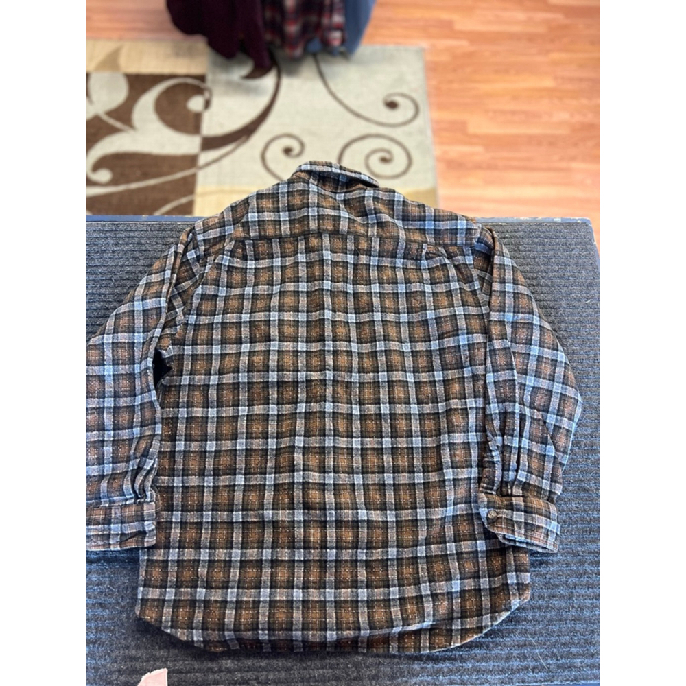 Pendleton Mens Wool Plaid Casual Button Down Shirt XL Brown Gray EUC - Picture 5 of 12